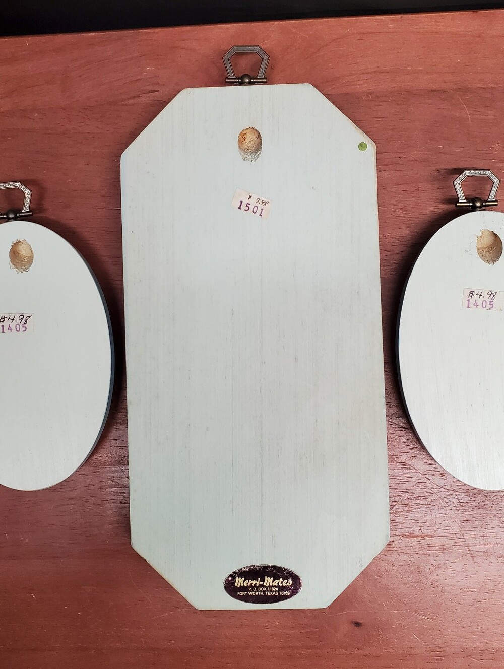 Vintage Merri-Mates 3D Hand Painted 3 pc Floral Butterfly Wooden Plaque Set - Picture 9 of 13